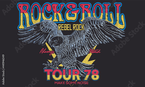 Foto Rock and roll tour t shirt print design
