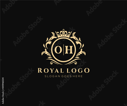 Initial OH Letter Luxurious Brand Logo Template, for Restaurant, Royalty, Boutique, Cafe, Hotel, Heraldic, Jewelry, Fashion and other vector illustration.