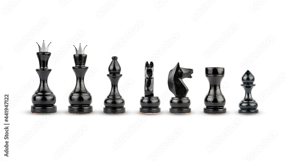 Set of black chess pieces, Isolated on a white background. Education. Sport. Chess school. Design element. Set of black chess pieces, Isolated on a white background. Education. Sport. Chess school. Design element.
