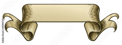 Scroll Vintage Woodcut Banner Paper Ribbon Drawing