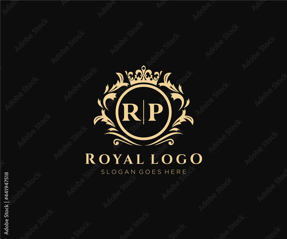 Initial RP Letter Luxurious Brand Logo Template, for Restaurant, Royalty, Boutique, Cafe, Hotel, Heraldic, Jewelry, Fashion and other vector illustration.