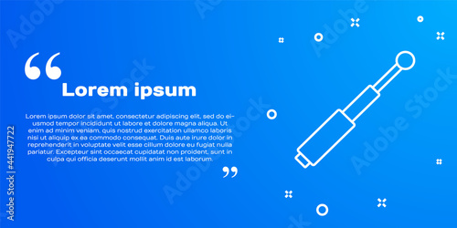 White line Telescopic baton icon isolated on blue background. Vector