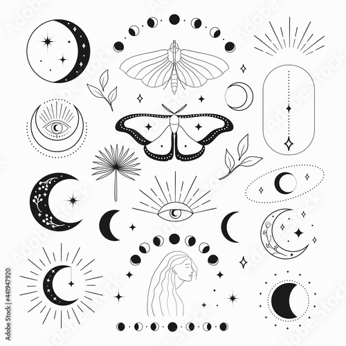 abstract mystic black vector line design elements