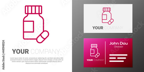 Logotype line Sedative pills icon isolated on white background. Logo design template element. Vector