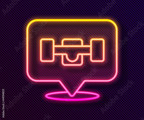 Glowing neon line Skateboard wheel icon isolated on black background. Skateboard suspension. Skate wheel. Vector