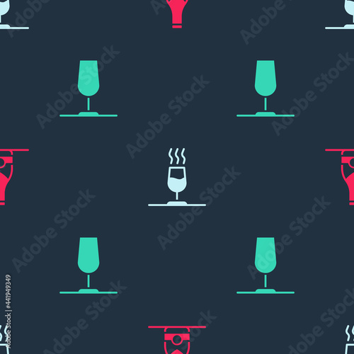 Set Champagne bottle, Wine tasting, degustation and glass on seamless pattern. Vector