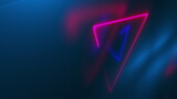 Dark space with abstract neon trianglees, computer generated. 3d rendering of futuristic shining background