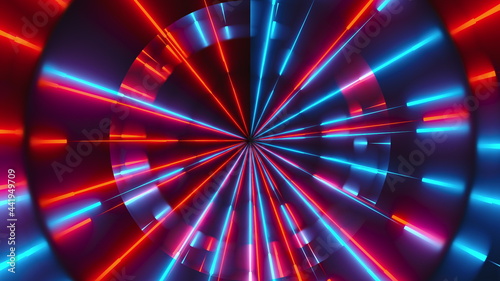 Neon lines backdrop, computer generated 3d render of grid photo