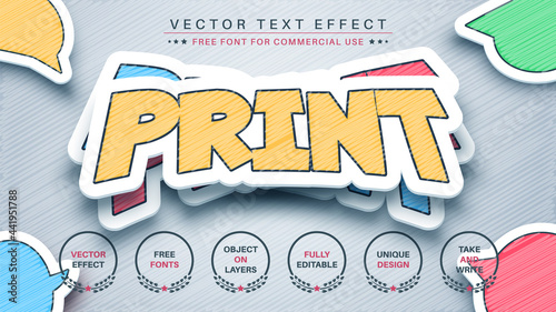 Sticker  - edit text effect, font style