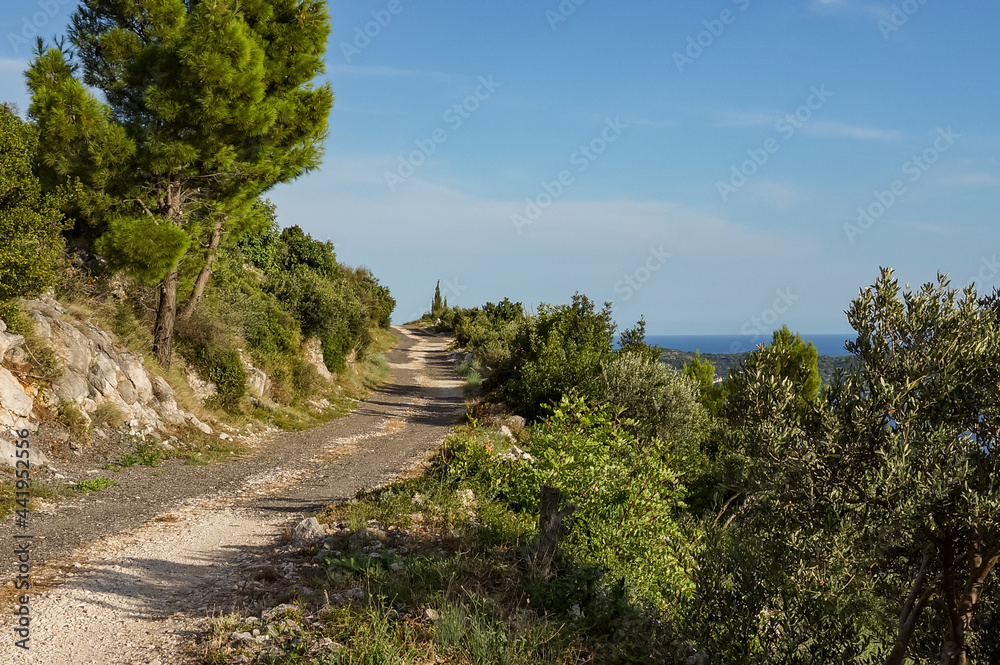 Croatia, gravel road  near Adriatic coast.  