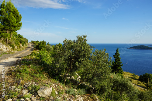Croatia, gravel road near Adriatic coast. 