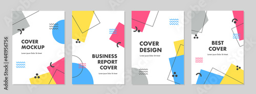 Set of abstract geometric memphis templates. Universal cover Designs for Annual Report, Brochures, Flyers, Presentations, Leaflet, Magazine.