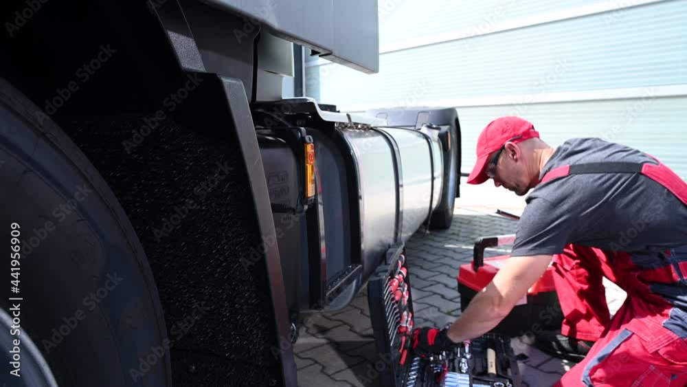 Professional Caucasian Truck Mechanic