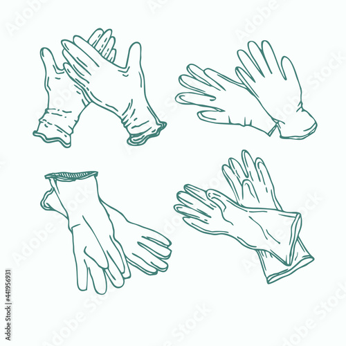 Set of rubber gloves for cleaning