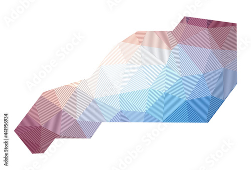 Map of Little Stirrup Cay. Low poly illustration of the island. Geometric design with stripes. Vector illustration.