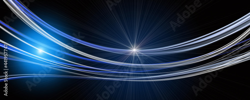 Futuristic wave panorama background design with lights and space for text