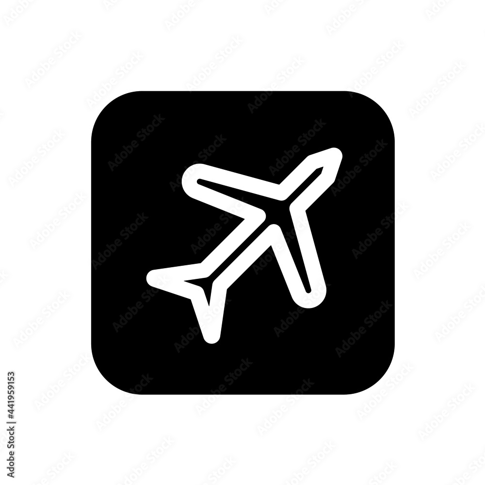 Airplane icon with square style