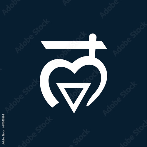 Vector reiki speritual chakra icon: muladhara. Om meditation sign, tattoo yoga symbol on a dark blue background