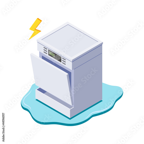 Isometric Broken Dishwasher