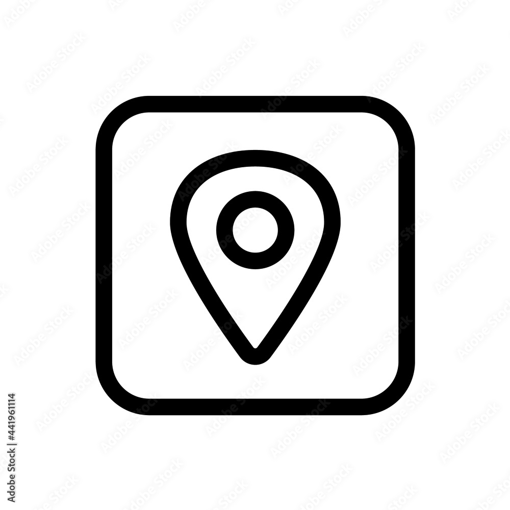 Pin location icon with square style Pin location icon with square style