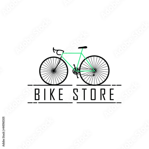 Racing bike gear on road element icon for retro clean flat minimalis bike repair or service bycicle club bike shop and rent logo design vector