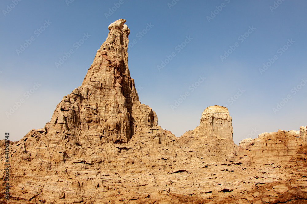 Salt towers in Dallol salt canyons, the Danakil Depression, Ethiopia Salt towers in Dallol salt canyons, the Danakil Depression, Ethiopia