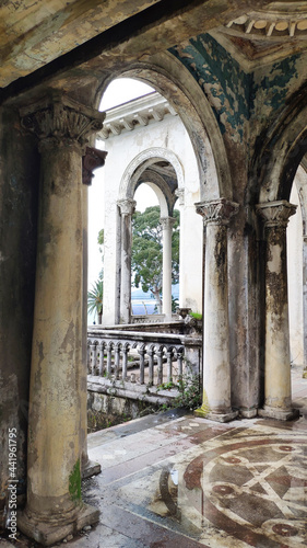  Gagra railway station  abandoned by people. Abkhazia  Gagra. An ancient palace.