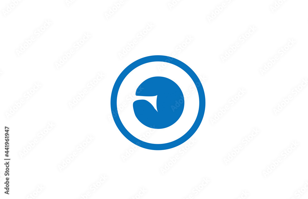 blue J alphabet letter icon logo. Circle design for company and business identity