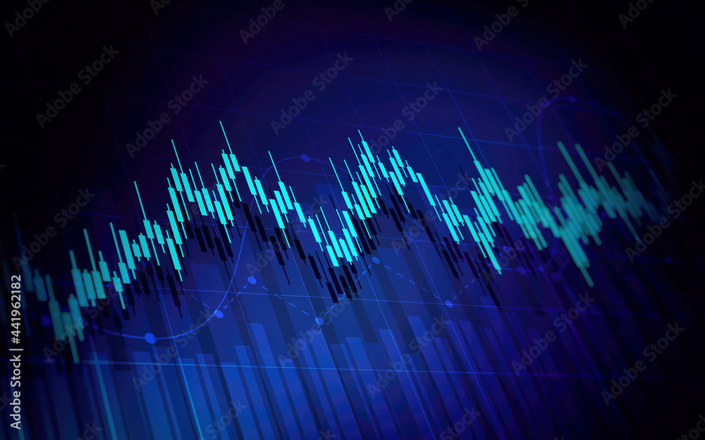 Financial graph with up trend line price chart in stock market on blue color background Financial graph with up trend line price chart in stock market on blue color background