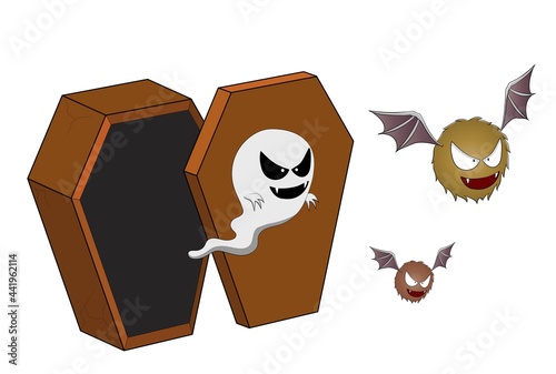 Flying Monsters Ghost Out Of Coffin Halloween Is Coming