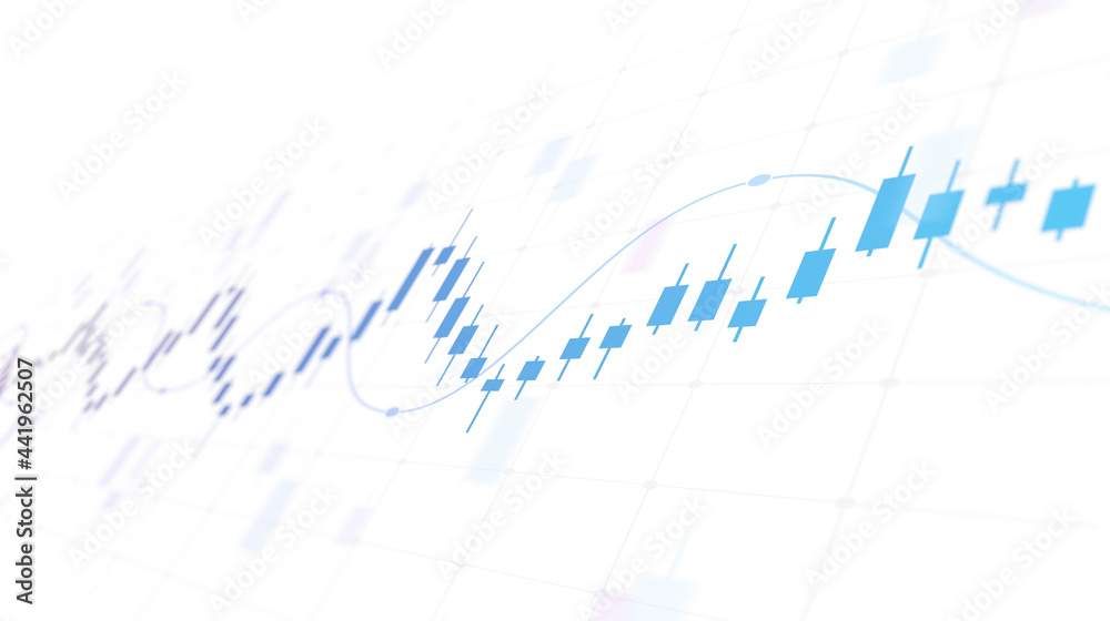 Financial graph with up trend line price chart in stock market on white color background