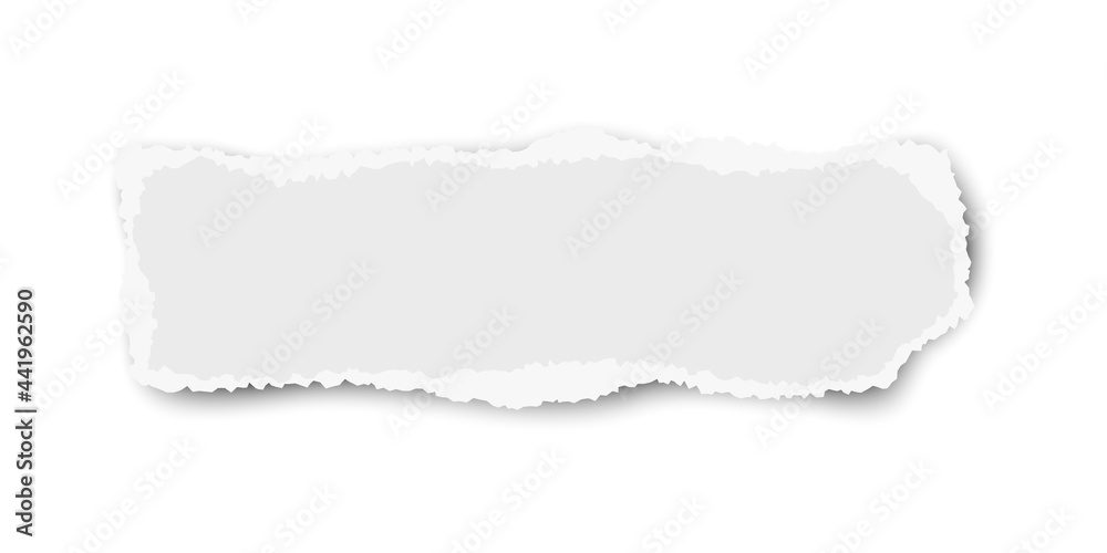 White vector elongate paper tear wisp with soft shadow isolated White vector elongate paper tear wisp with soft shadow isolated