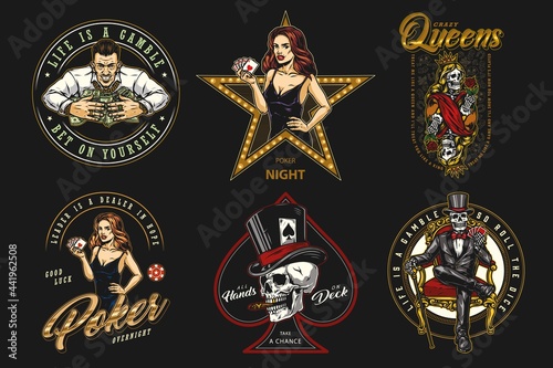 Colorful vintage casino labels