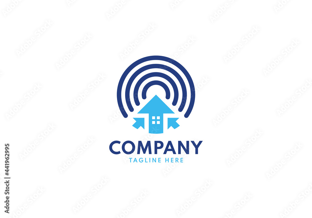 Home Wireless Logo isolated with arrow shape, Minimalist design, Vector Illustration Home Wireless Logo isolated with arrow shape, Minimalist design, Vector Illustration