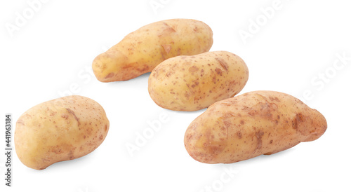 Raw potatoes isolated on white background