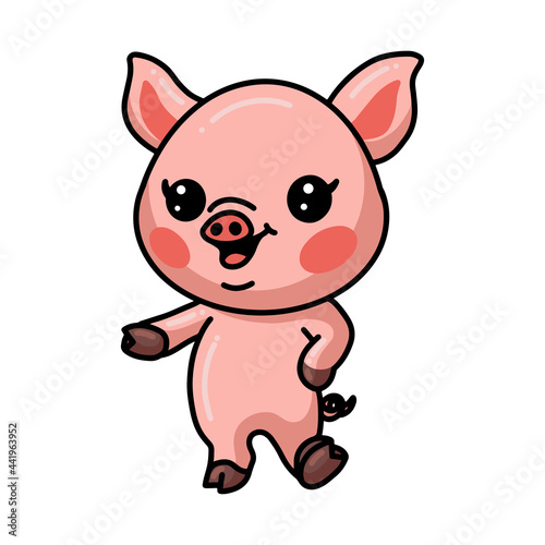 Cute little pig cartoon posing