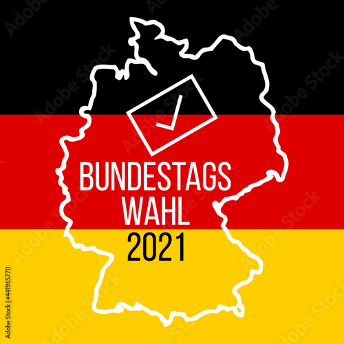 bundestagswahl 2021 - german federal elections, flat vector banner or poster with german map outline