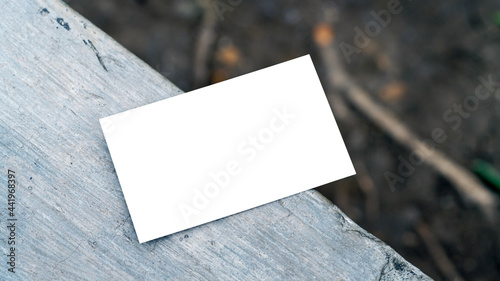 White business card on concrete for mockup. Minimal business brand template