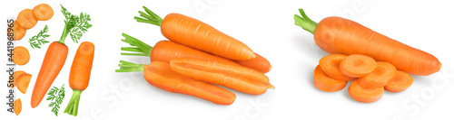 Carrot isolated on white background . Set or collection