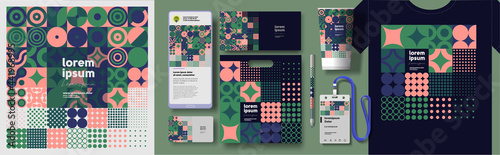 Corporate identity. Vector. Abstract patterns and branding. Elements for business. Example of using geometric illustrations in design.  