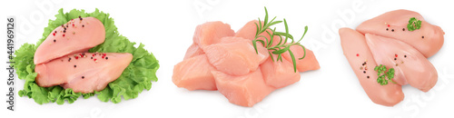 Photographie Fresh chicken fillet isolated on white background with full depth of field