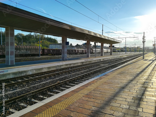 Train tracks perspective view