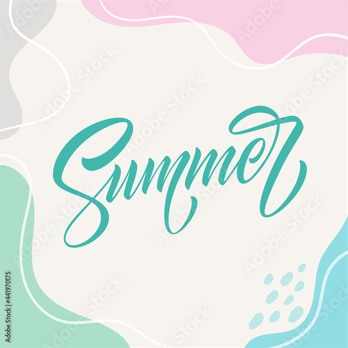 Vector illustration summer vibers abstract background. Pastel colors with summer lettering.