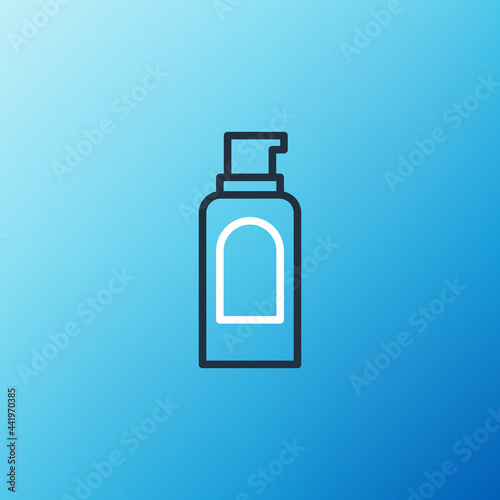 Line Spray can for hairspray, deodorant, antiperspirant icon isolated on blue background. Colorful outline concept. Vector
