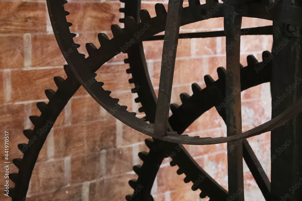 Ancient gears of a clock from a bell tower