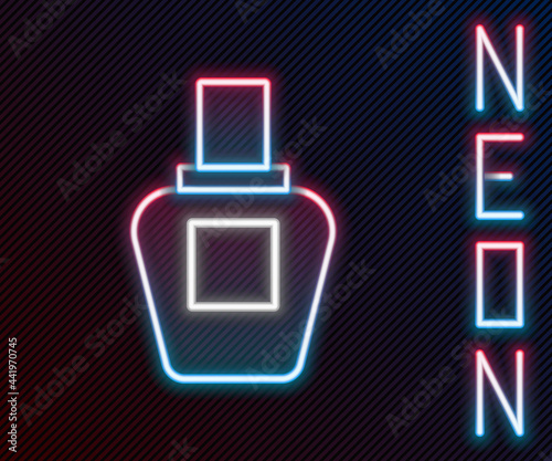 Glowing neon line Perfume icon isolated on black background. Colorful outline concept. Vector
