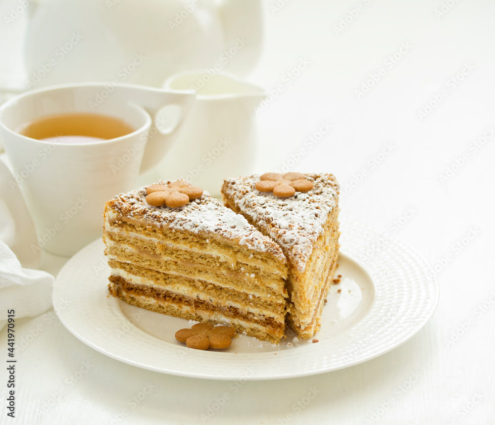 A classic honey cake cake. Stock Photo | Adobe Stock