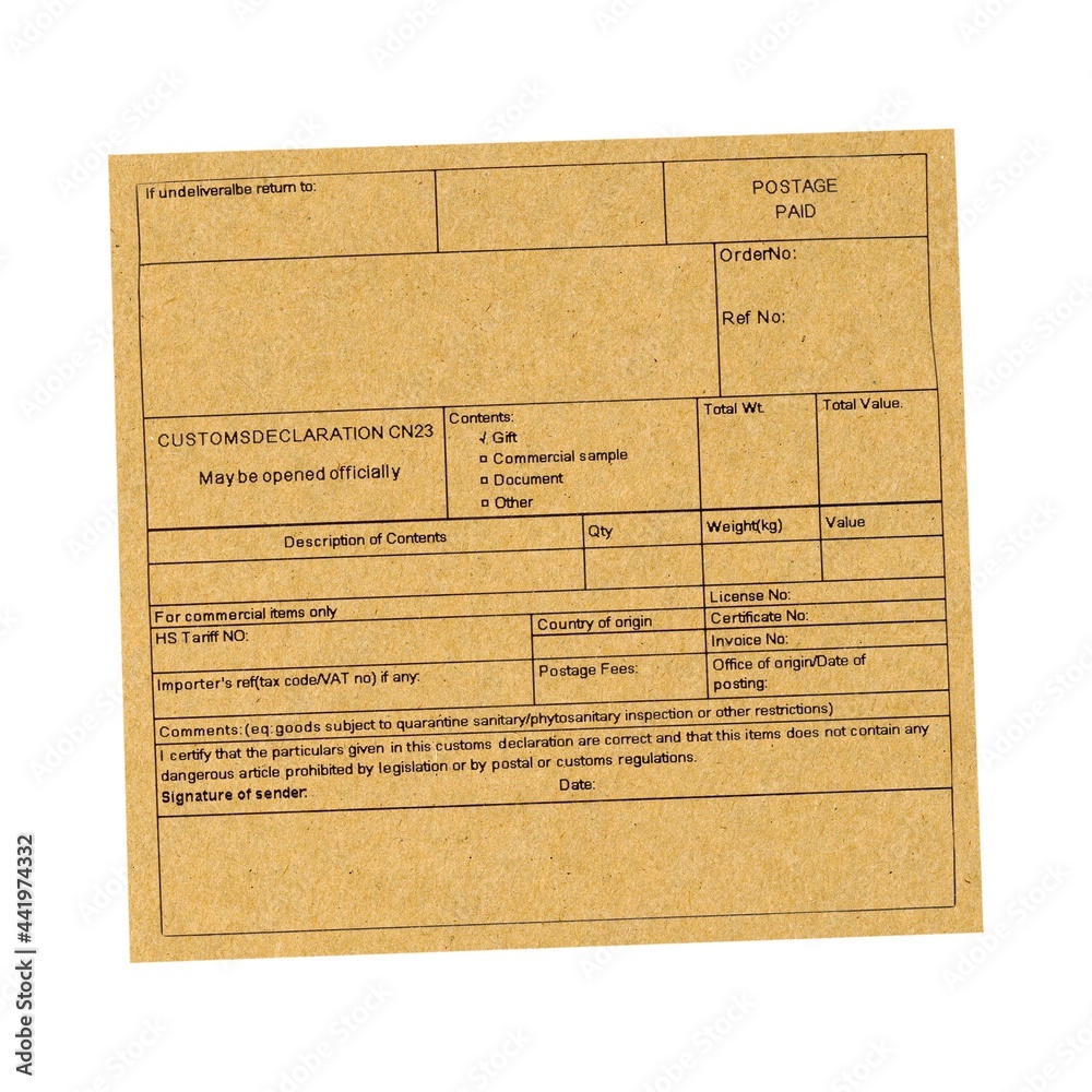 Naklejka premium blank customs declaration label isolated over white