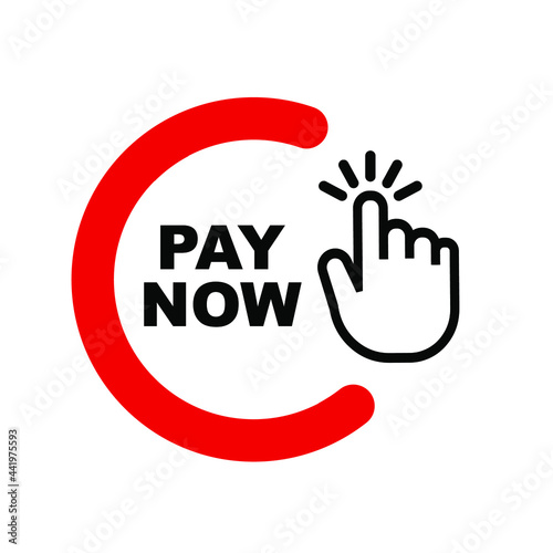 pay now sign on white background
