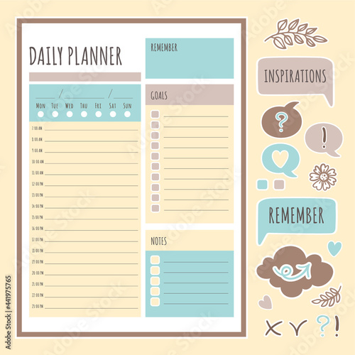 Premium Vector  Cute daily planner template